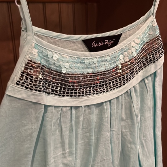 Like new S/M aqua blue sequined tank - Picture 2 of 7